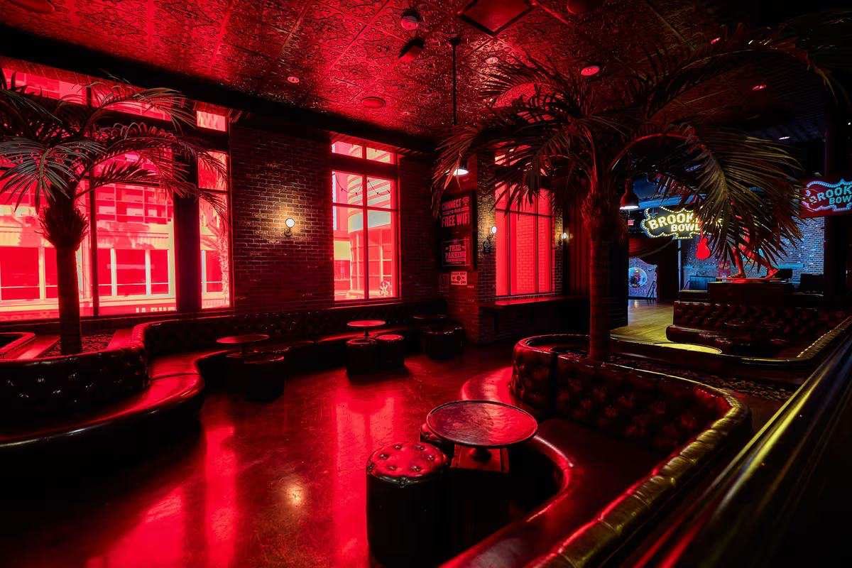 Red-lit lounge